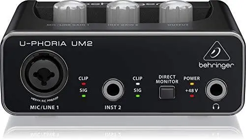 Behringer U-Phoria Usb Audio Interface With Switchable 1-Channel UM2