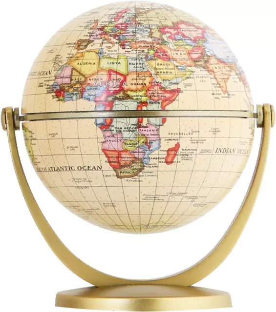 Mini Antique Globe 4-inch- Swivels in All Directions Educational, Decorative