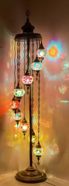 Turkish Moroccan 9 Glass Style Handmade Glass Floor Lamp Free Bulbs & Shipping