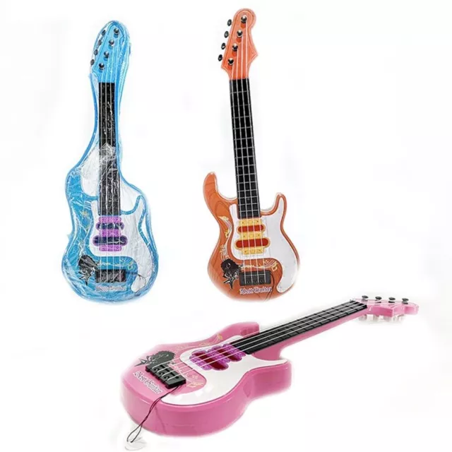 Chitarra rock gioco giocattolo per bambini celeste rosa arancione per casa L50cm