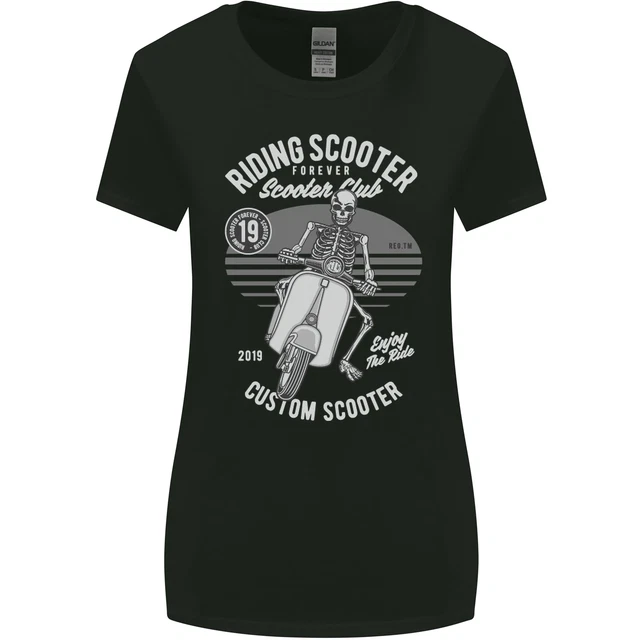 Scooter Club Motorbike Motorcycle Skull Womens Wider Cut T-Shirt