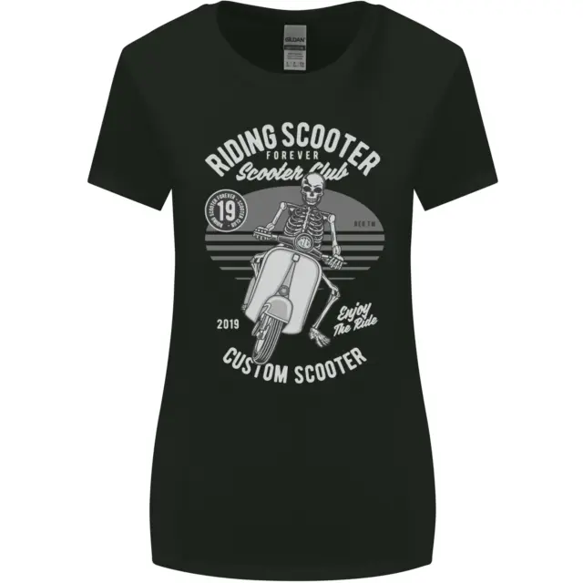 T-shirt moto teschio moto scooter club donna taglio più largo