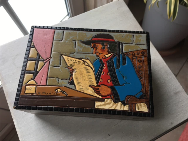 Boîte à Bijoux Ancienne Signée R. Pradiac - Style Breton, Occasion, Pour Collection Ou Rangement