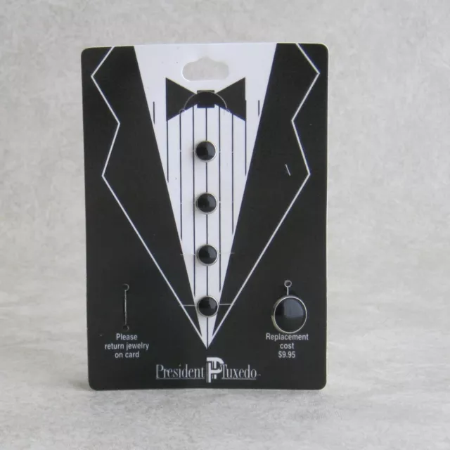 President Tuxedo Black Stud Set 4 Buttons and 1 Cufflink Replacement Formal Wear