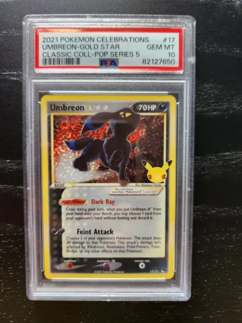 Umbreon 17/17 Holo Gold Star Celebrations PSA 10 GEM Mint Pokemon 2021