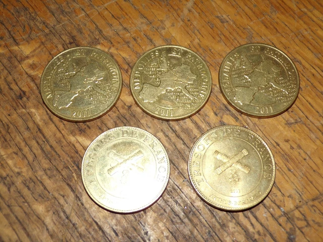 Tresor de france + medailles et patrimoine - Jeton Touristique lot de 5 2
