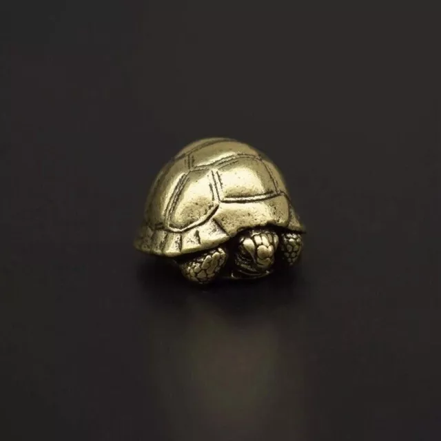 Vintage Solid Heavy Brass Tortoise Figurine Miniature Turtle Tea Pet Ornament