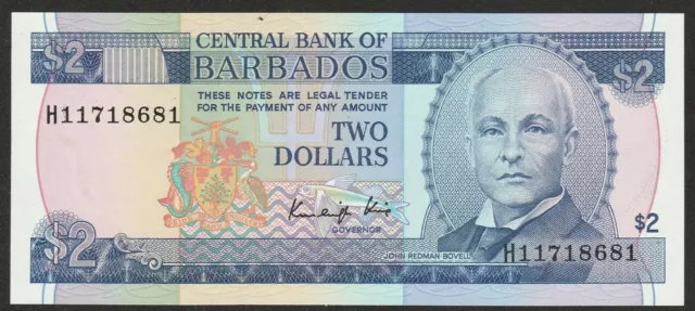 1986 Barbados 2 Dollar Note Unc