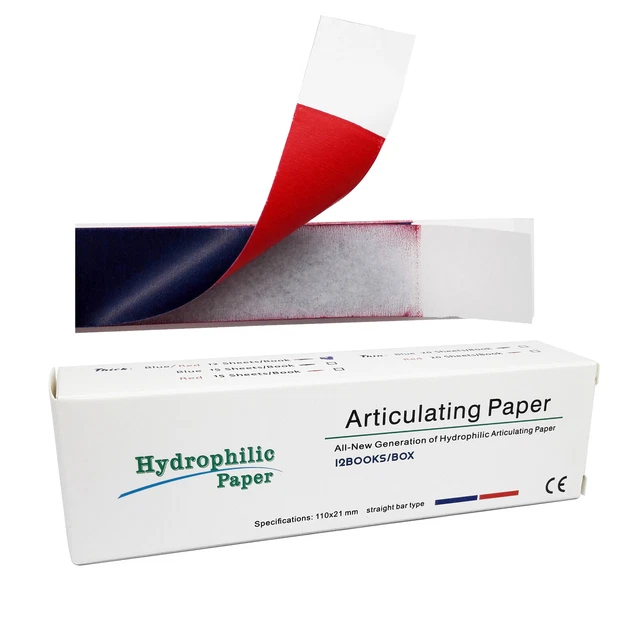 DENTAL ARTICULATING PAPER Occlusal Record Hydrophilic Bar Blue Red 110