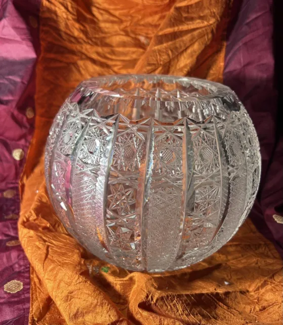 Vaso in cristallo di Boemia, intagliato a mano, anni '70
