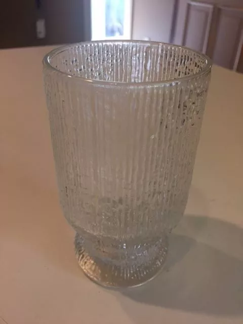 Vintage Indiana Glass Crystal Ice Clear Tree Bark Footed Tumbler Goblet 5 1/2"