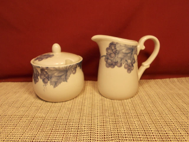Nantucket Home Dinnerware Blue Grape Design Sugar & Creamer Set Nantucket Home Dinnerware Blue Grape Design Sugar & Creamer Set