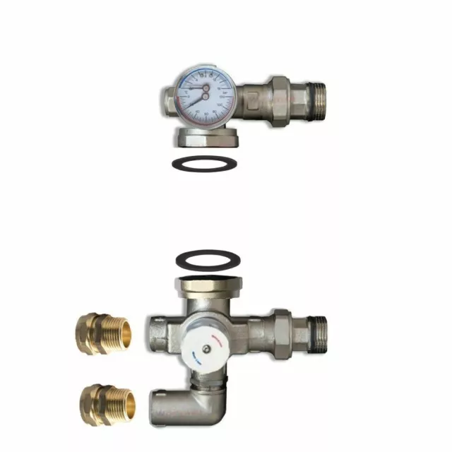 VALVOLA MISCELAZIONE PER COLLETTORE RISCALDAMENTO PAVIMENTO +2x22mmx3/4''M raccordi