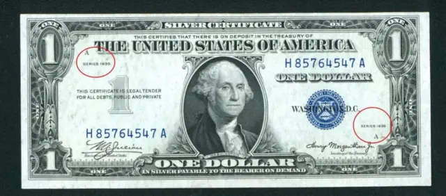 Fr.#1607 $1 1935 ((CHOICE CU)) ((DOUBLE DATED)) Silver Certificate ** CURRENCY