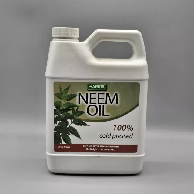 Aceite de neem HARRIS 100% prensado en frío 32 oz grado cosmético sin refinar y botella sellada