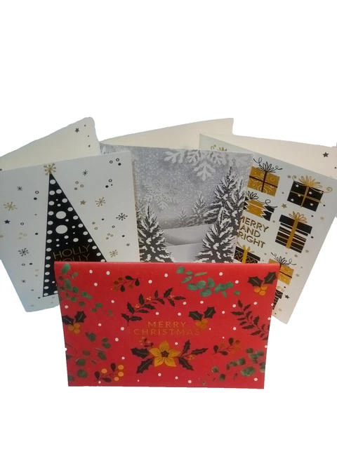 Two box's of 10 Christmas Cards 2 Designs Glitter And Foiled Christmas Card