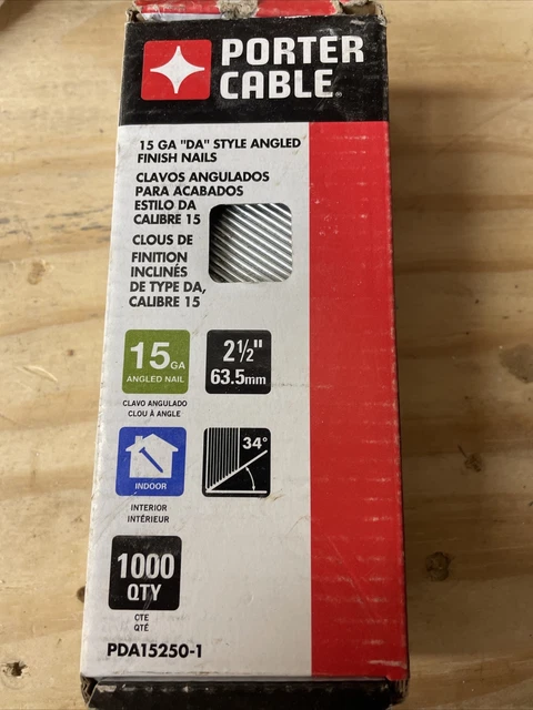 Porter Cable 15GA Galvanized Angled Finish Nails 2.5" | 1000qty | PDA15250-1
