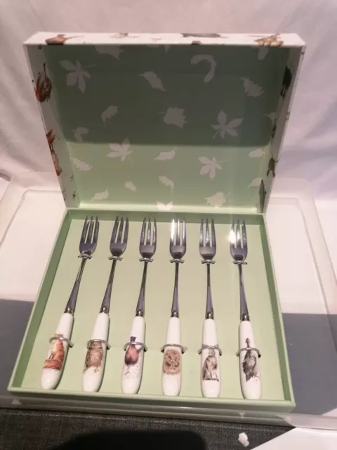 Royal Worcester Wrendale Designs Animals Set of 6 Pastry Forks - Unused Free P+P