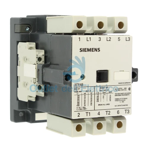 Siemens 3TF48220AC2 Contactor 3 Pin 37KW 400V AC-3 CONT.AUX.2NO+2NC 24V