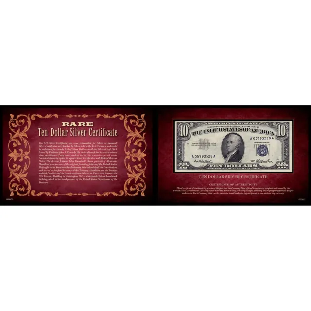 Ten Dollar Silver Certificate | 5x8 Portfolio | United States Genuine Currency