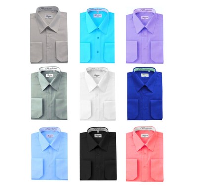 Berlioni Italy Men's Slim-Fit Premium French Convertible Cuff Solid Dress Shirt