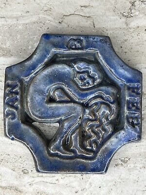 Mercer  Moravian Tile Zodiac Aquarius Jan-Feb Blue Ceramic Tile - Hard To Find