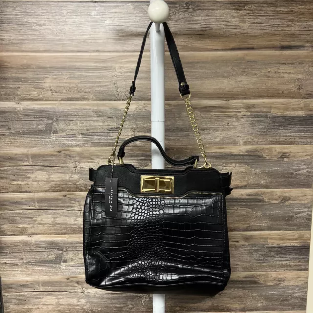 Olivia + Joy The Philly Collection Black & Gold  Shoulder Bag Purse Nwt P22