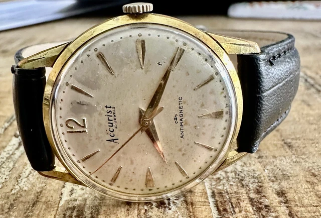 VINTAGE ACCURIST 21 Jewels Antimagnetic Mechanical Works Well Swiss Men s Watch 44.95 PicClick UK
