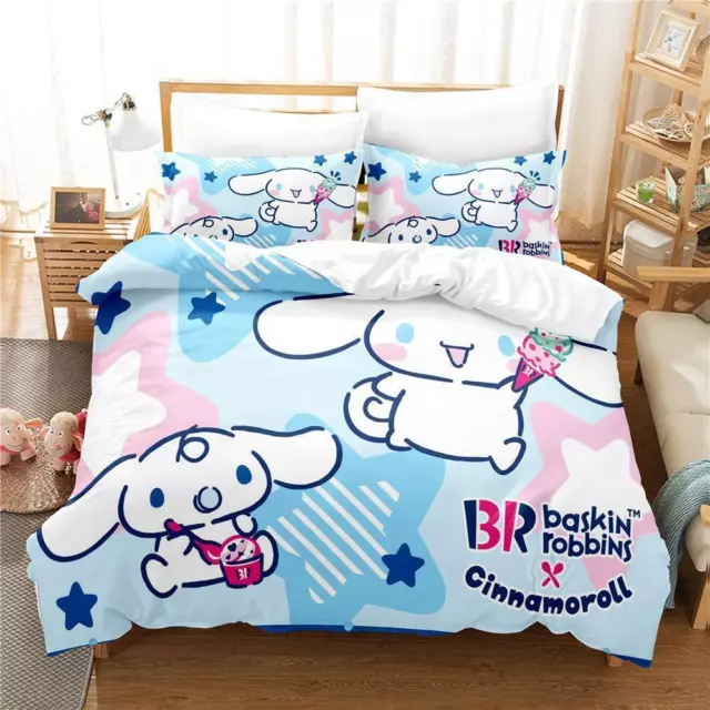 Cartoon Sanrio Quilt Duvet Cover Kids Gift Bedding Set 2/3Pcs Single Double Size 3