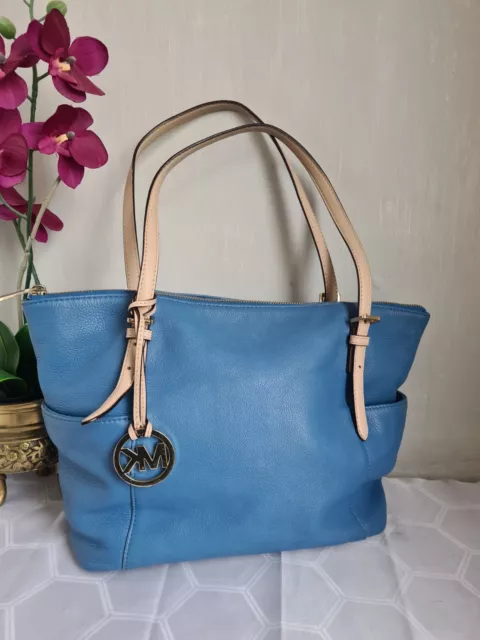 MICHAEL KORS SOFT Leather Shoulder Bag Tote Shopper bag Blue