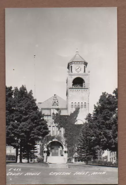 Court House Crystal Falls Michigan Vintage Rppc Postcard