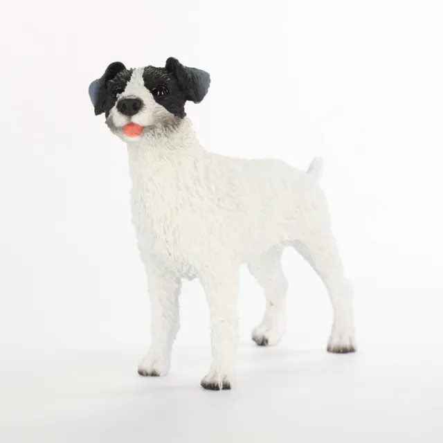 Jack Russell Terrier Figurina Dipinto a Mano Statua Nero/Bianco Grezza