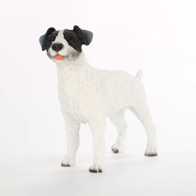 Jack Russell Terrier Figurina Dipinto a Mano Statua Nero/Bianco Grezza