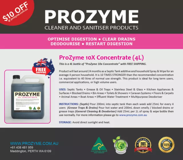 ProZyme | 4L 10x Concentrate | Septic Tank Treatment | 12 MONTHS SUPPLY
