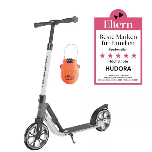 HUDORA BigWheel® 205 Advanced, ash inklusive Kabelschloss cityroller roller