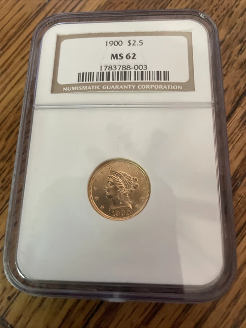 1900 Liberty Head 2 1/2 Dollar Gold Piece Ms 62 Graded By Ngc