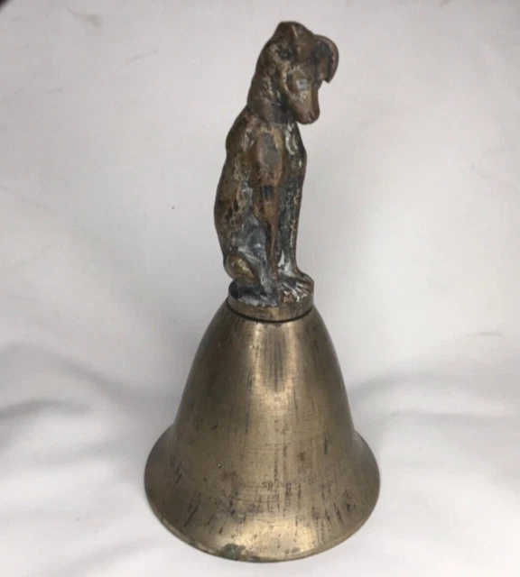 Cloche De Table En Bronze - Forme Tête De Chien Basset, Hauteur 10 Cm, Sonnette Décorative