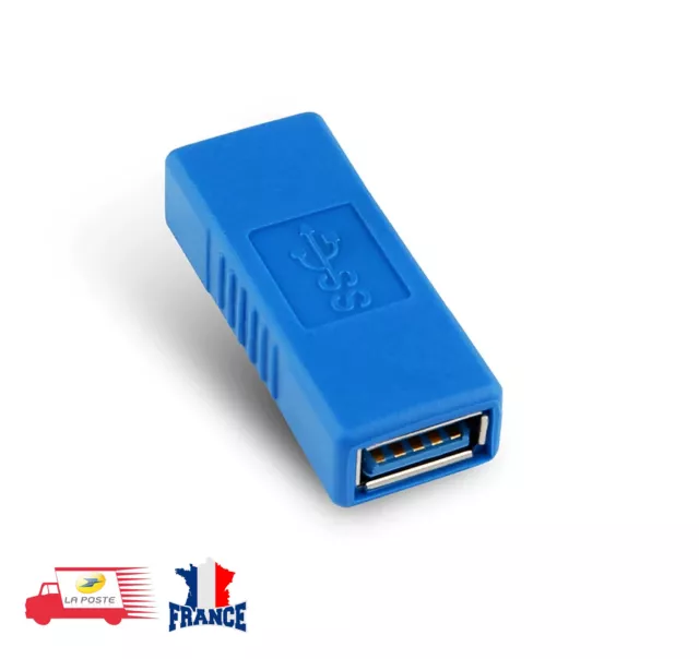 USB 3.0 A Femelle vers Femelle Adaptateur convertisseur d'extension bleue
