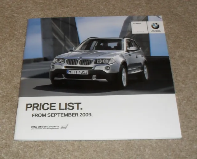 BMW X3 Price Guide Brochure 2009 - xDrive 25i 18d 20d 30d 35d - SE & M Sport