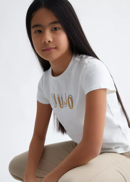 Ga3170 10602 T Shirt Liu Jo Kids Bambina Maglia Maglietta Con Logo Manica Corta