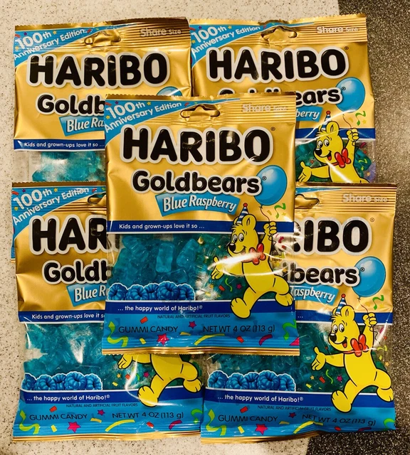 HARIBO GOLDBEARS BLUE Raspberry Gummy Candy 5x 4oz Bags Rare Yummy