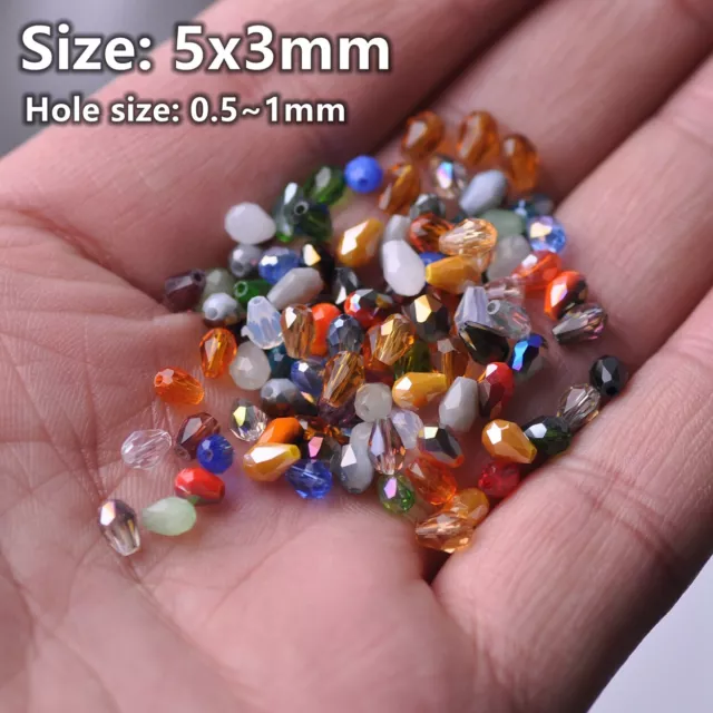 100pcs 5x3mm Small Teardrop Faceted Crystal Glass Losse Beads Bulk Wholesale Lot