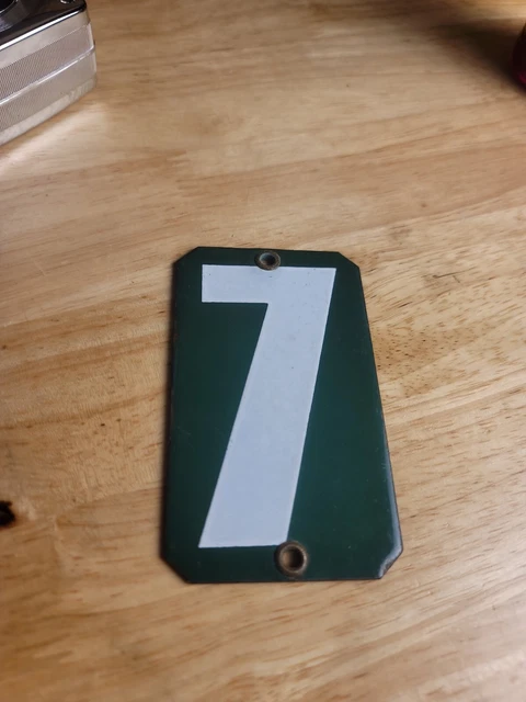 Vintage Green Porcelain House Number