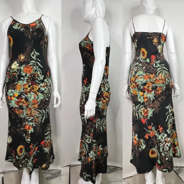 Vtg Jean Paul Gaultier Black Floral Dress L