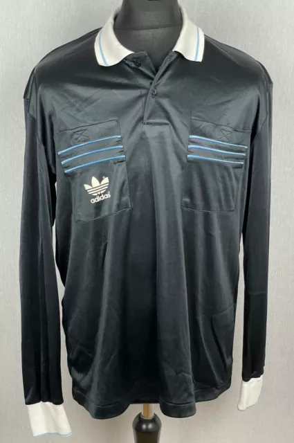 Vintage 1980's Adidas Referee Football Shirt Men's Size M Made In France Ventex