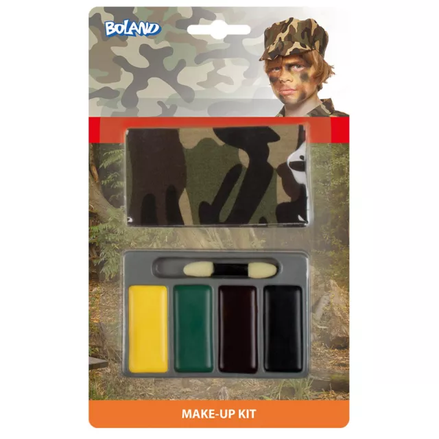 Kit de maquillage Soldat Couleurs Jaune, Vert, Marron Noir Bandana, Applicateur