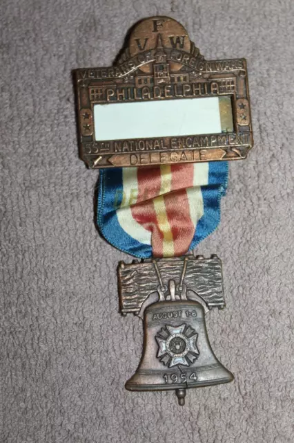 Original WW1/WW2 U.S. Veterans 1954 American Legion Philadelphia Medal w/Ribbon