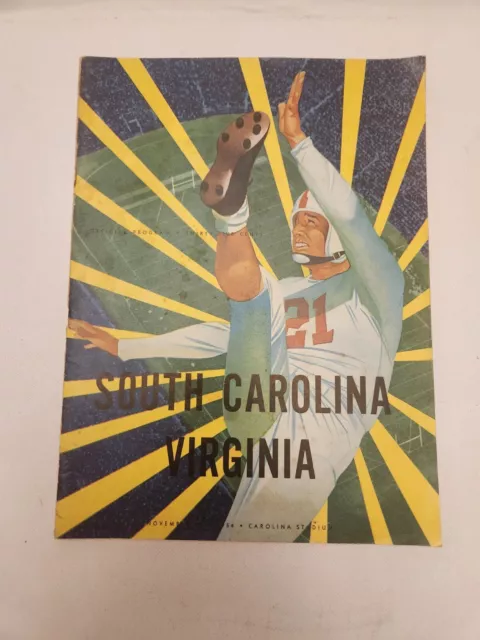 Vintage NCAA South Carolina vs Virginia Football Program Nov 13th 1954