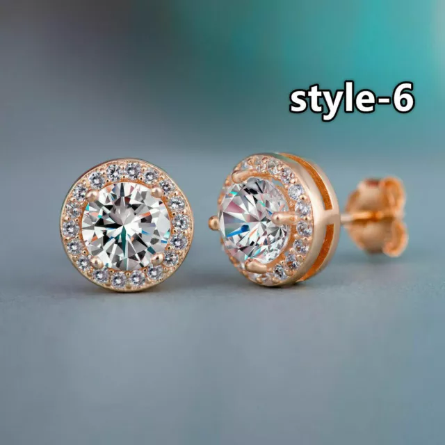 18K Rose Gold Filled Round White Sapphire Stud Earrings