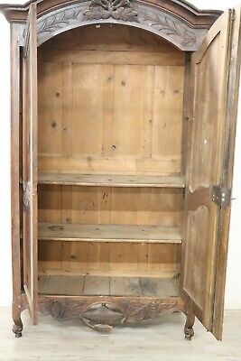 18th Century French antique Louis XV Walnut Carved Wardrobe or Armoire 8
